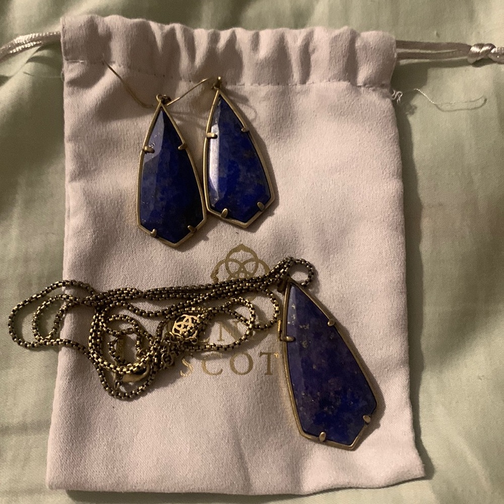 Kendra Scott Antique brass blue set